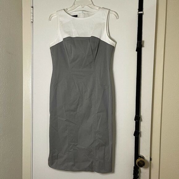 ESCADA gray white career sleeveless dress size 38 Medium - Picture 1 of 7